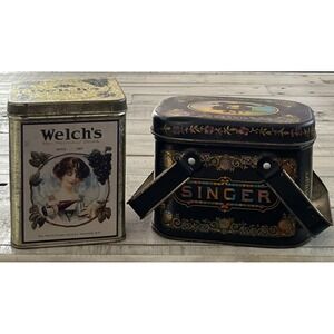Bristol Ware The Singer‎ Manufacturing Co & Welch's Vintage Tins